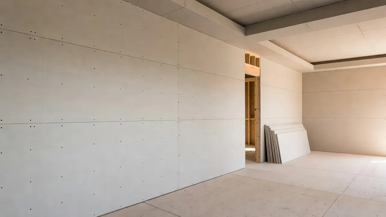 Clean residential interior during professional drywall installation